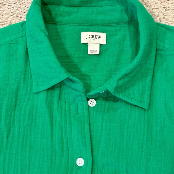 JCREW Factory Women's Green Gauze button-up shirt Size L - Picture 9 of 9
